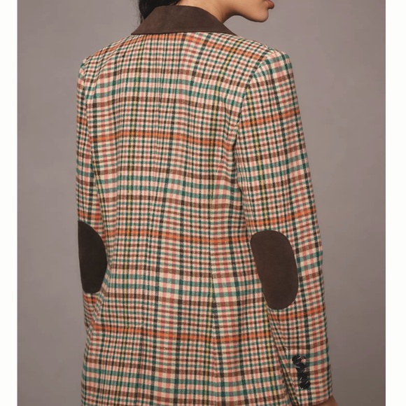 Avec Les Filles Double-Breasted Elbow-Patch Plaid Jacket - X-Small (NWT) - Picture 2 of 13